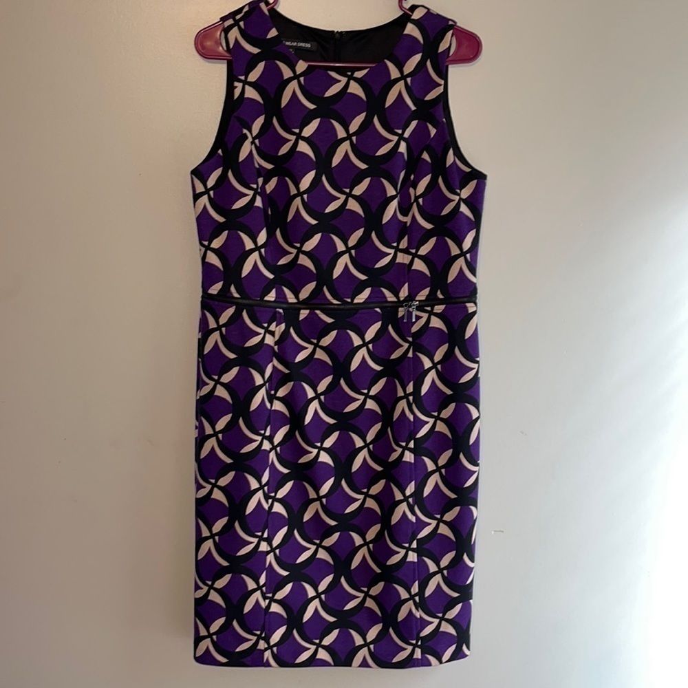 Jones Wear Dress women’s purple black tan sheath dress Size 12